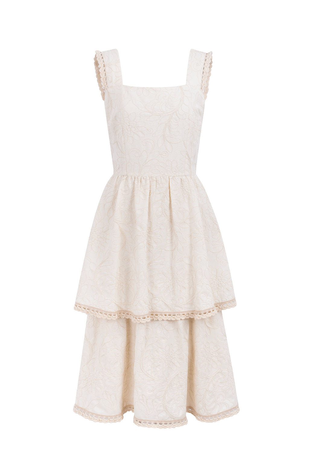 luisa embroidered midi dress LUISA EMBROIDERY CROCHET MIDI DRESS