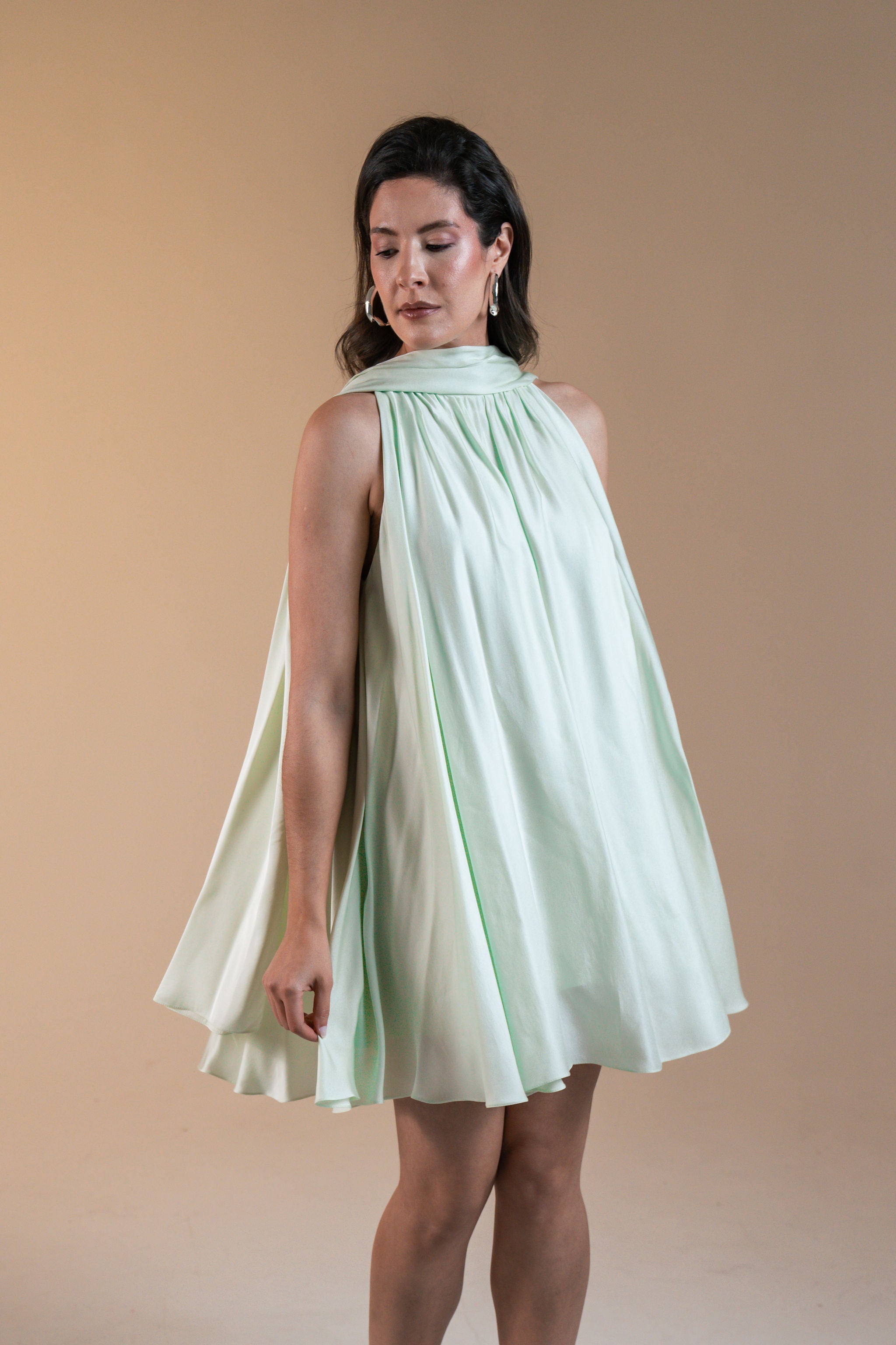 Satin Scarf Mini Dress - Aqua Mint OUR BRAND Satin Scarf Mini Dress - Aqua Mint OUR BRAND