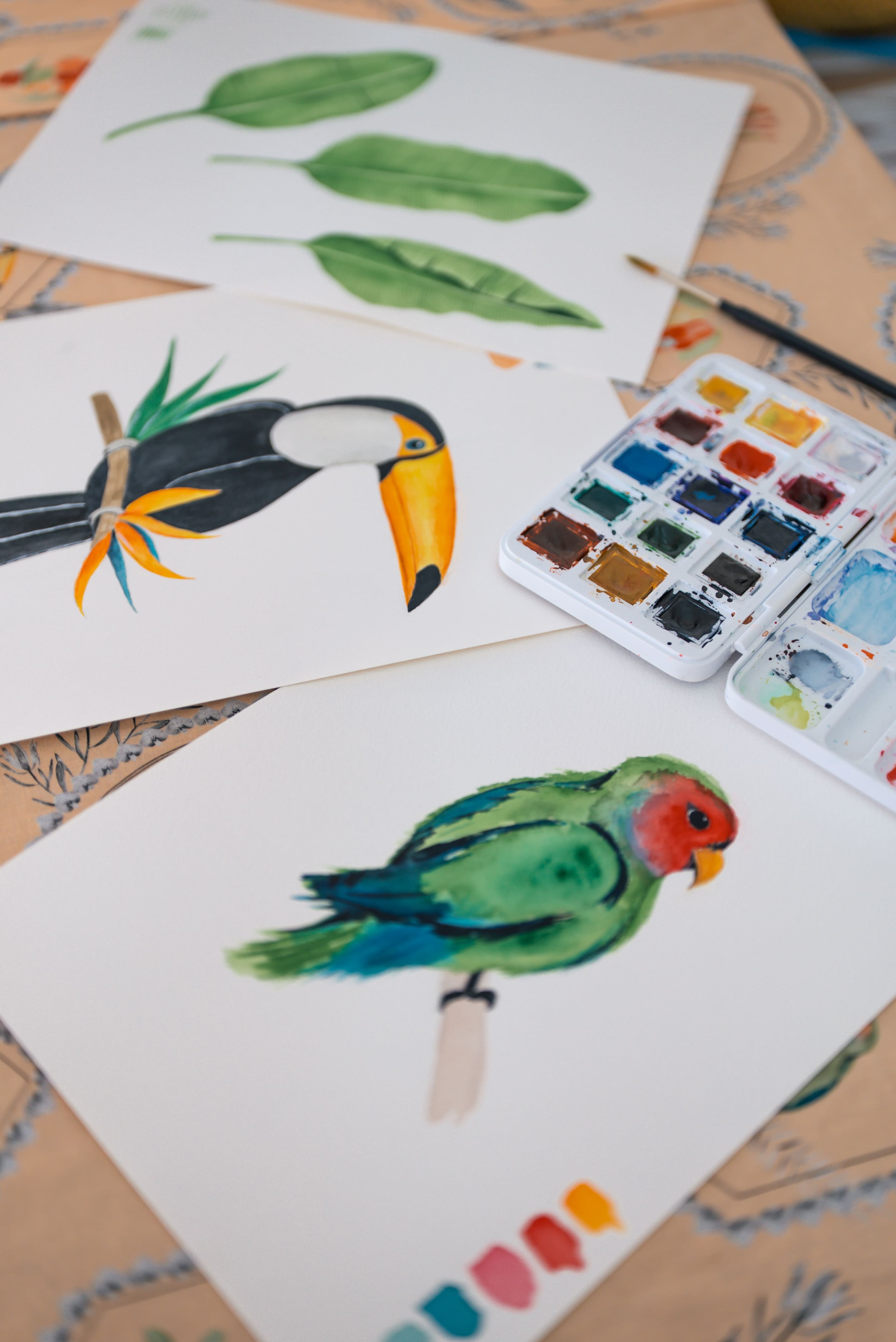 Tropical Bird Watercolor - Original A4 Size