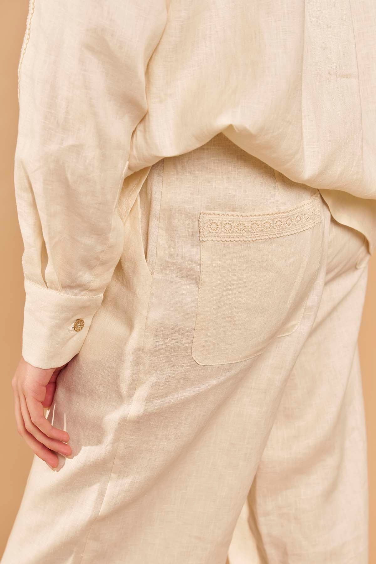 Classic Linen Trousers - Beige