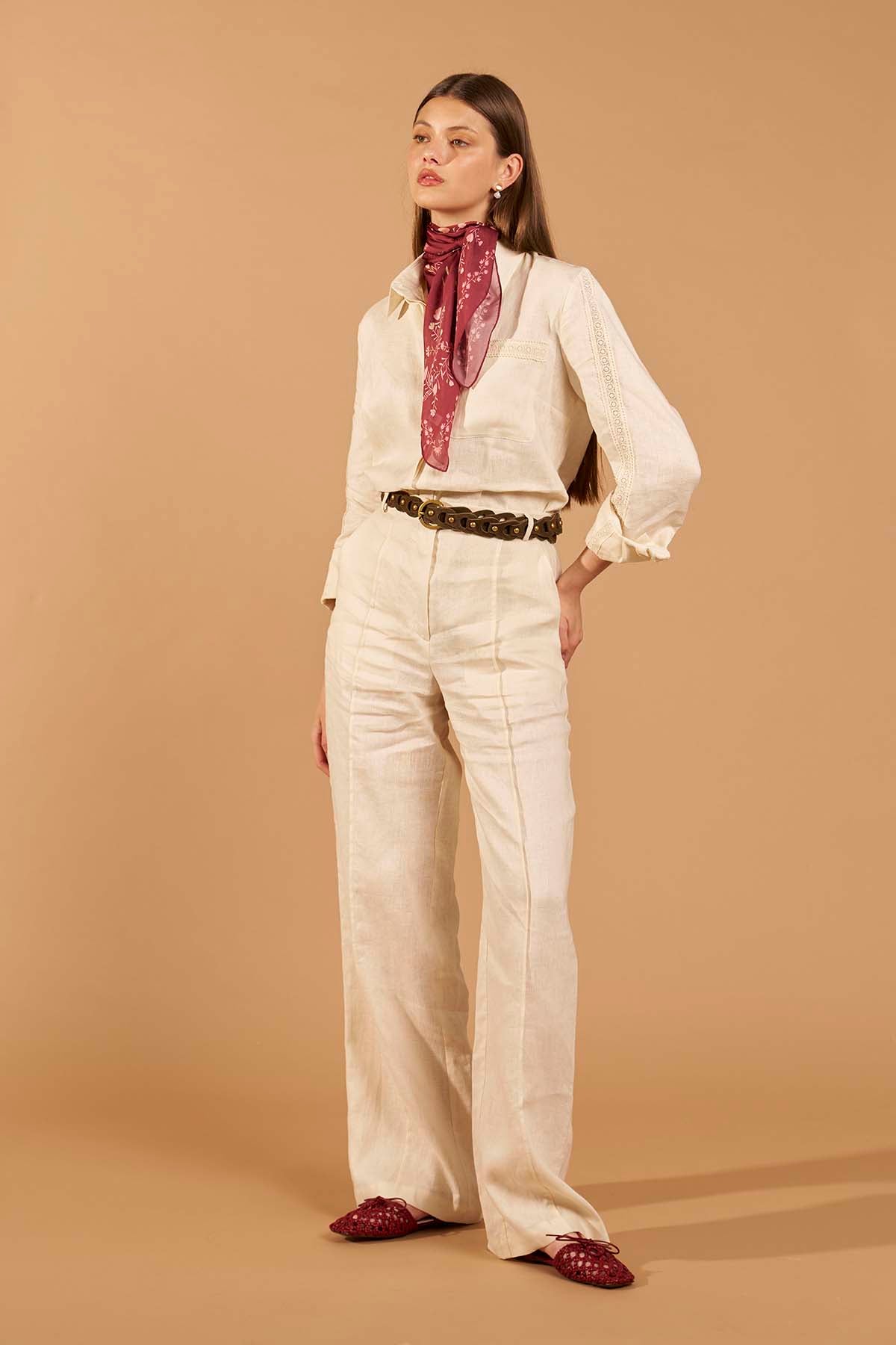 Classic Linen Trousers - Beige