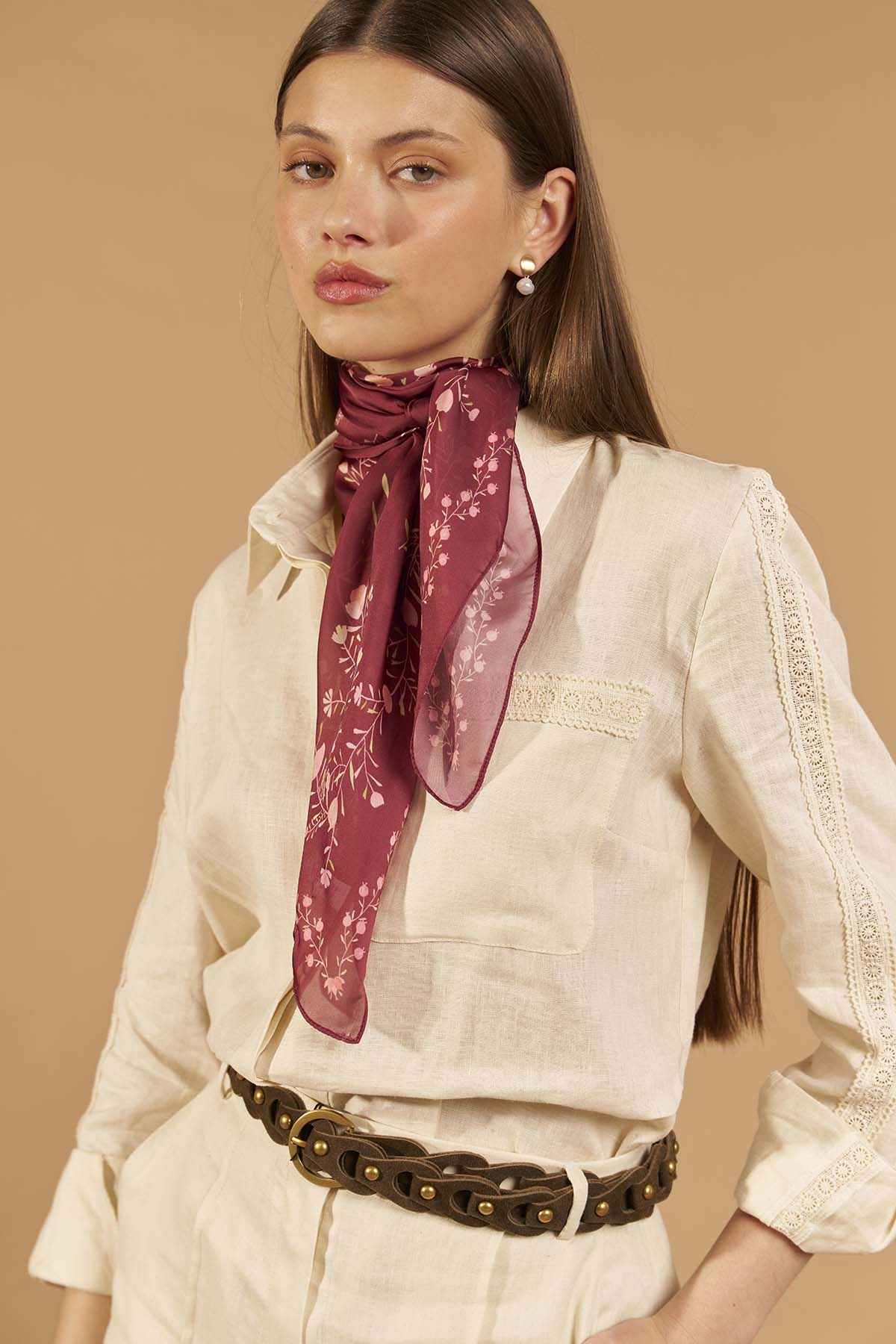 Ramos Silk Scarf 90 - Bordeaux