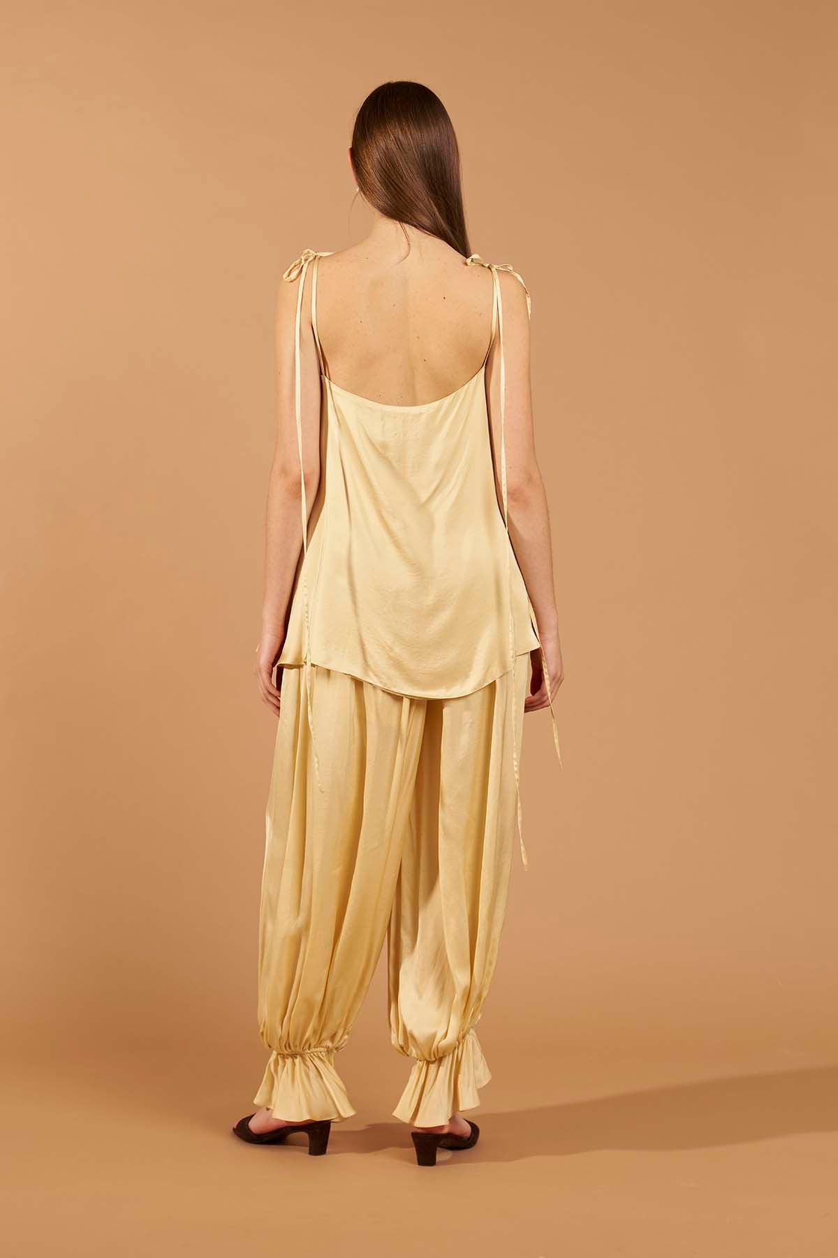 Satin Balloon Trousers - Butter yellow