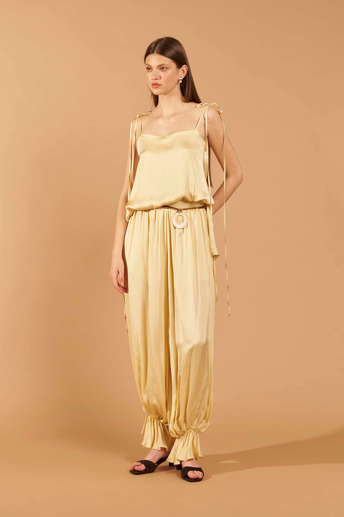 Satin Straps Top - Butter yellow