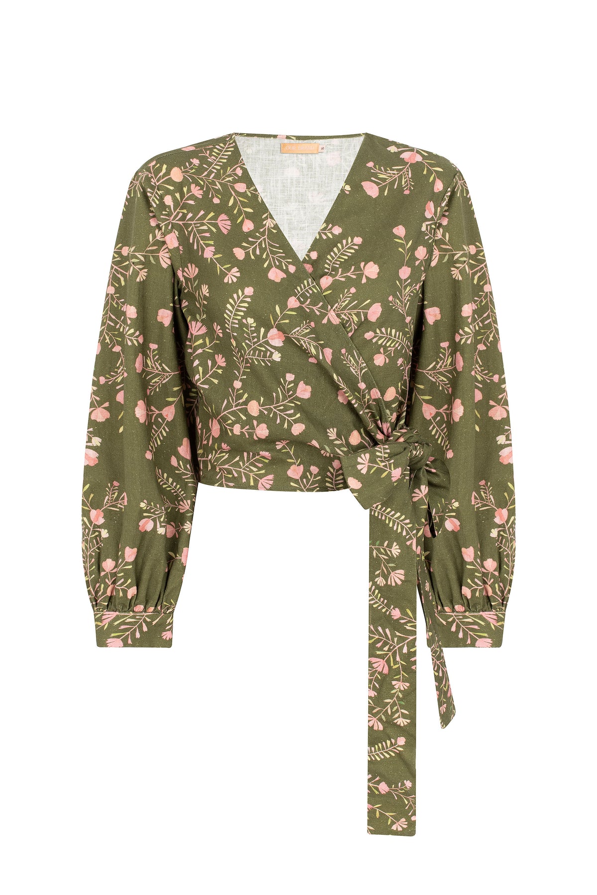 Ramos Print Wrap Blouse – Olive