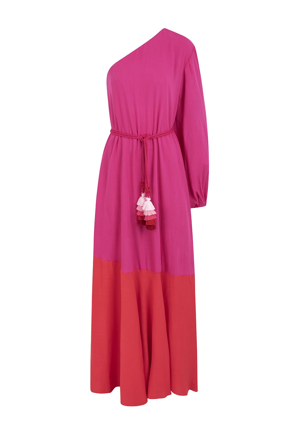 VESTIDO UM OMBRO LONGO - ROSA