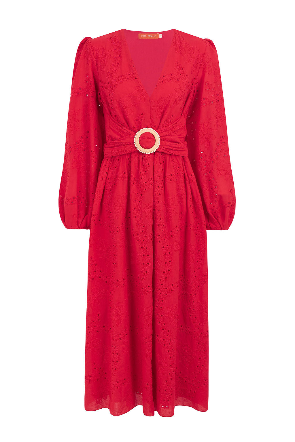 MARCELA BRODERIE ANGLAISE DRESS - RED