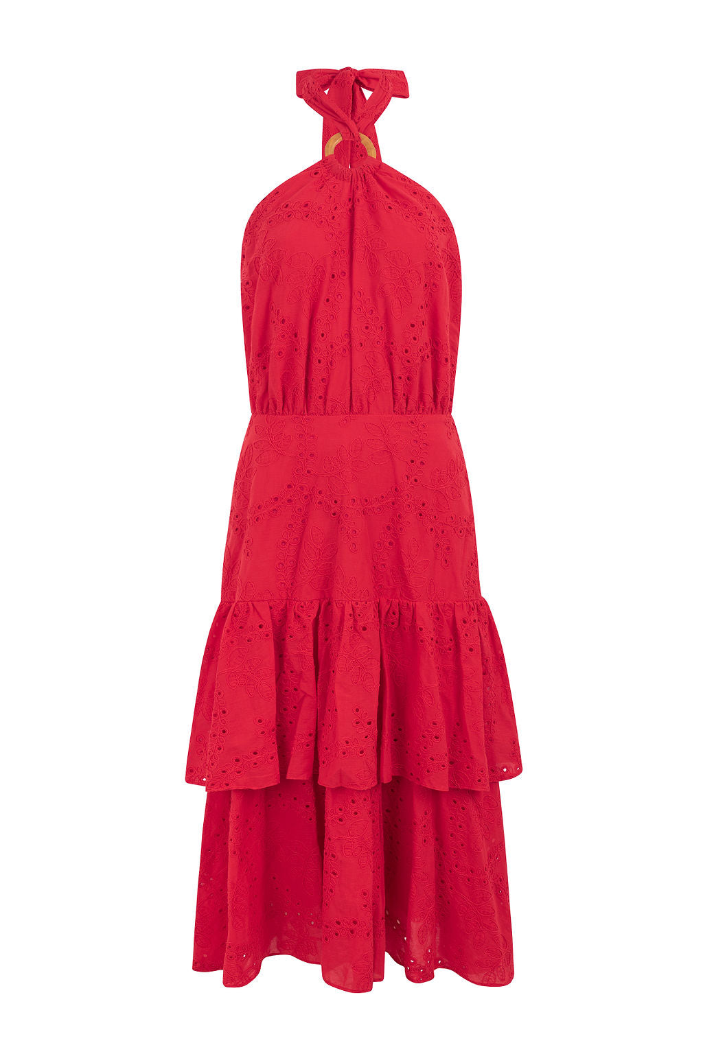 PAPOULA BRODERIE ANGLAISE DRESS - RED