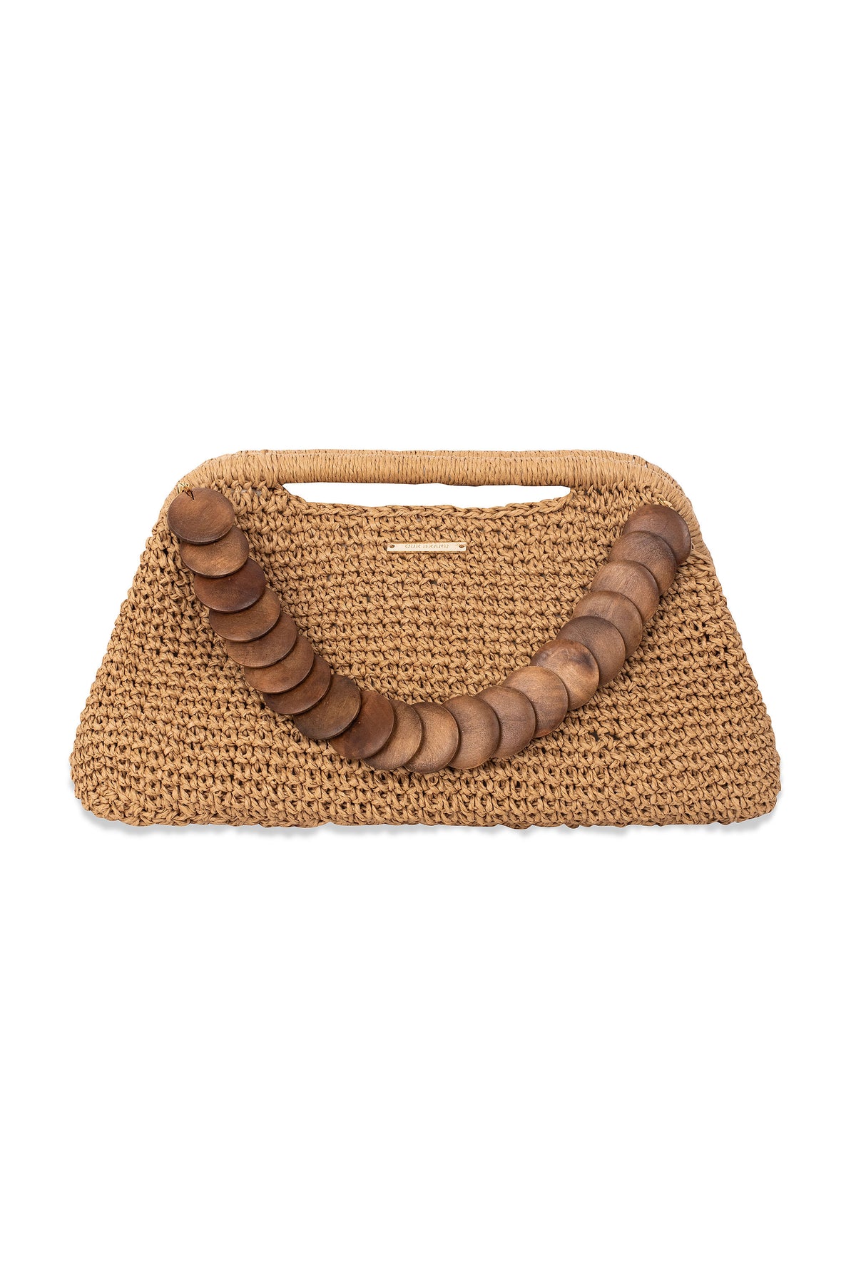 Raffia Large Clutch Bag With Straps - Natural