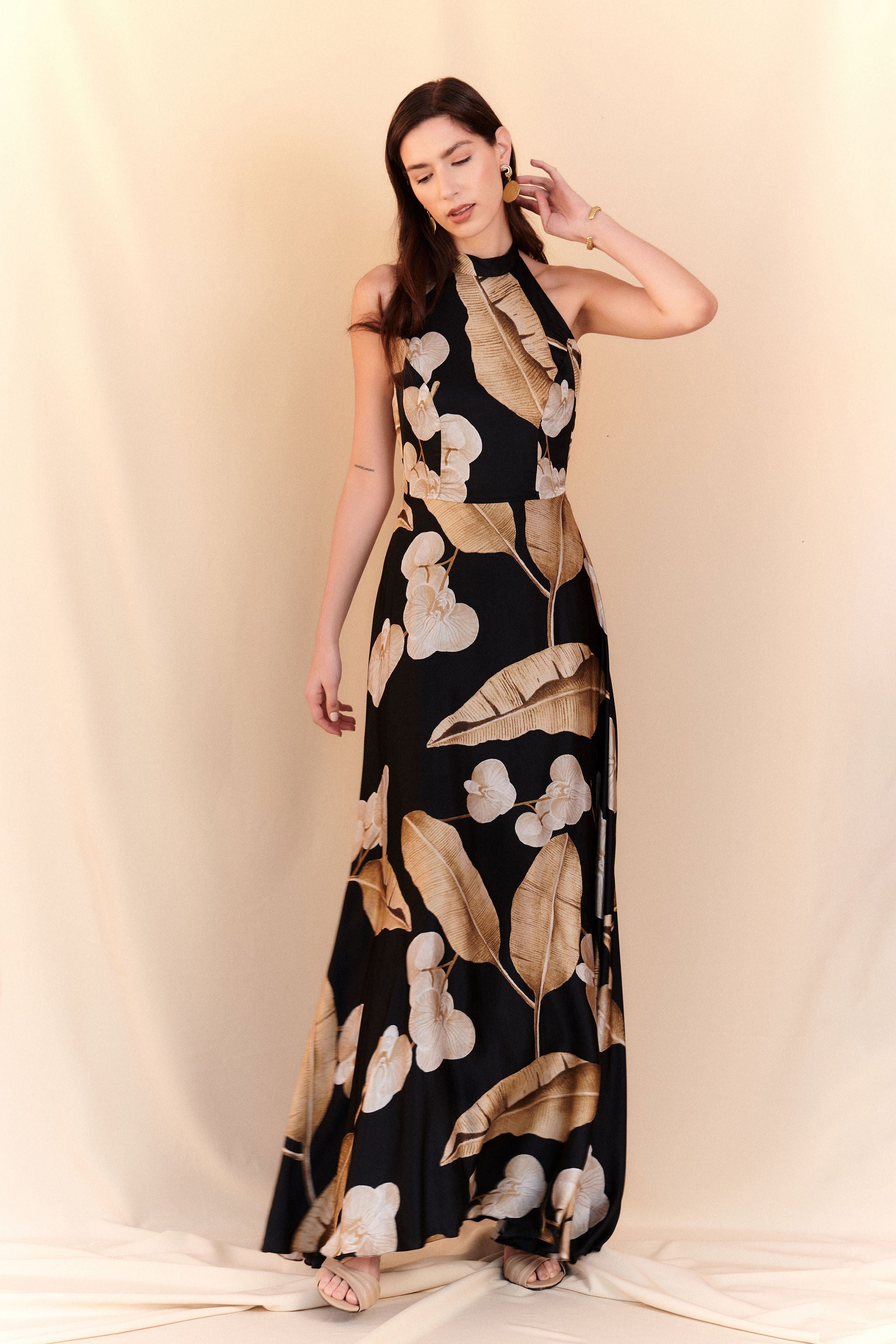 BIANCA SATIN MAXI DRESS - BLACK