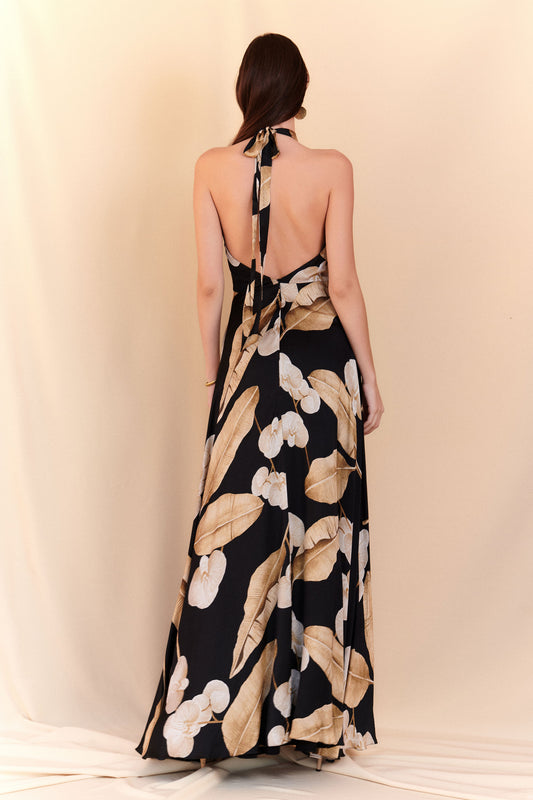 BIANCA SATIN MAXI DRESS - BLACK