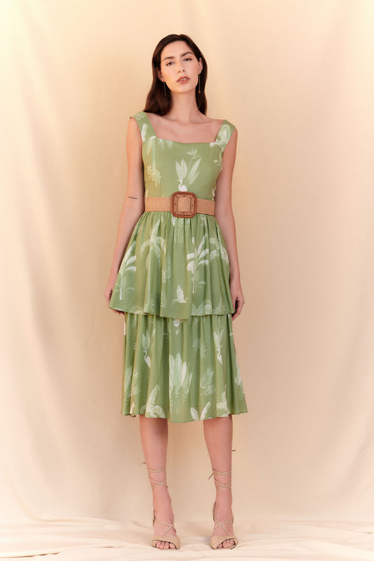 LUISA PALM DRESS - GREEN