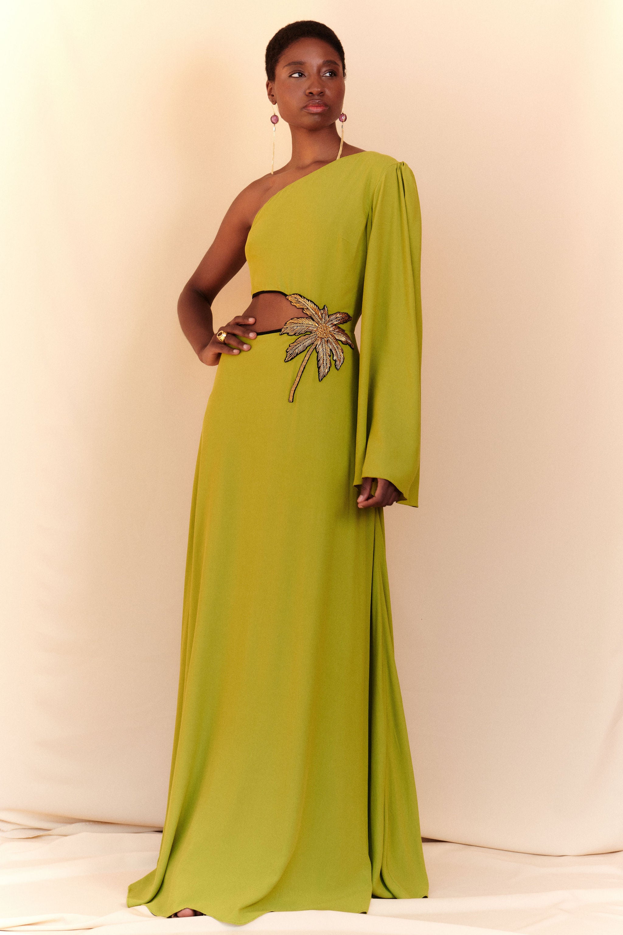 CUT OUT MAXI DRESS - GREEN