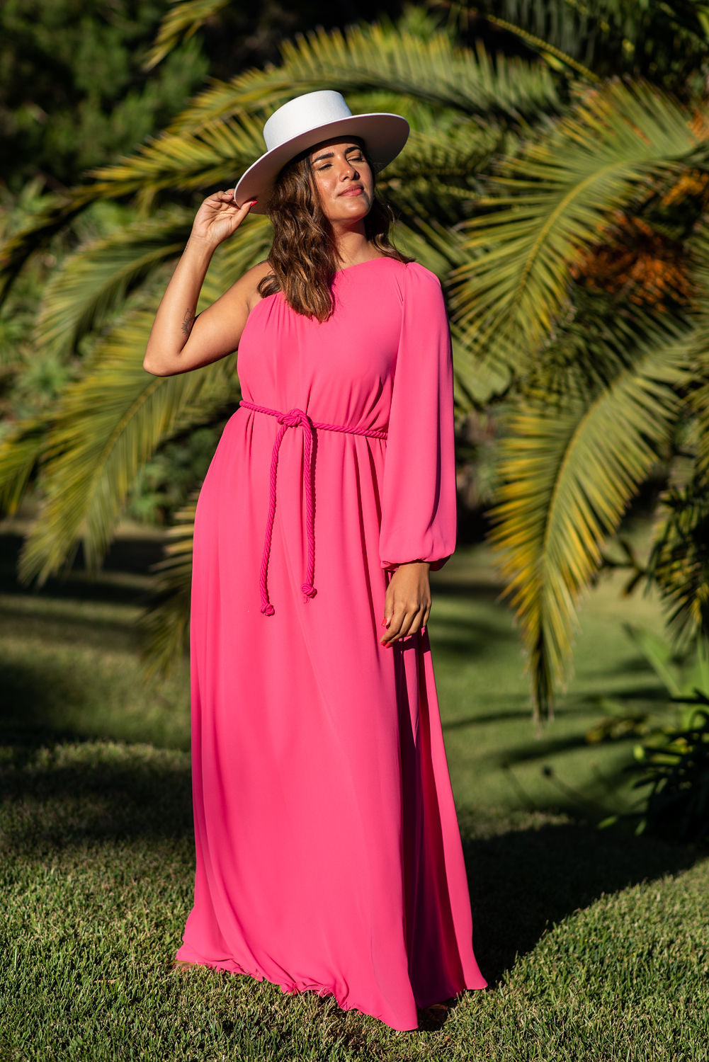 VESTIDO LONGO EM CREPE - ROSA