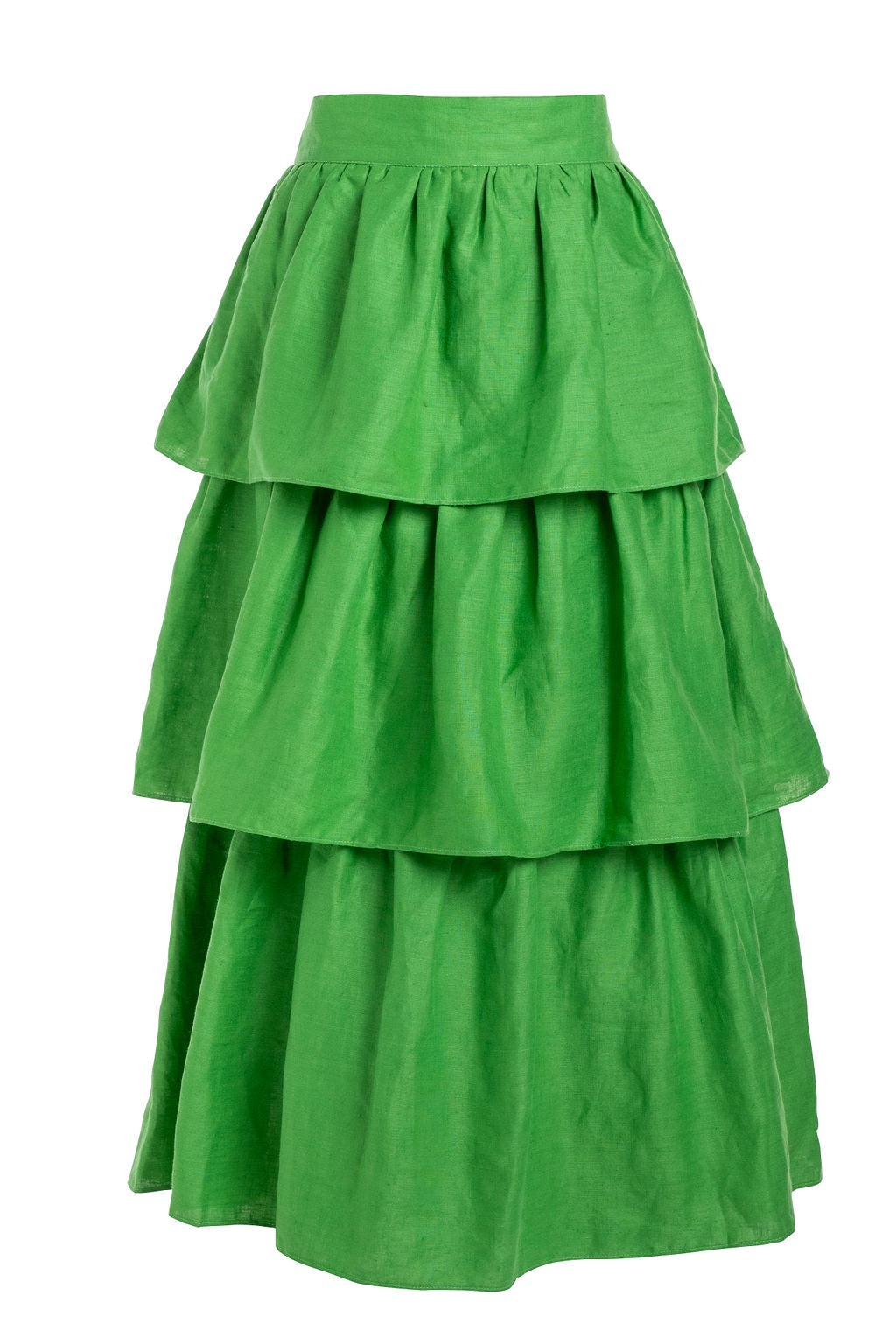 SAIA DE LINHO COM FOLHOS - VERDE