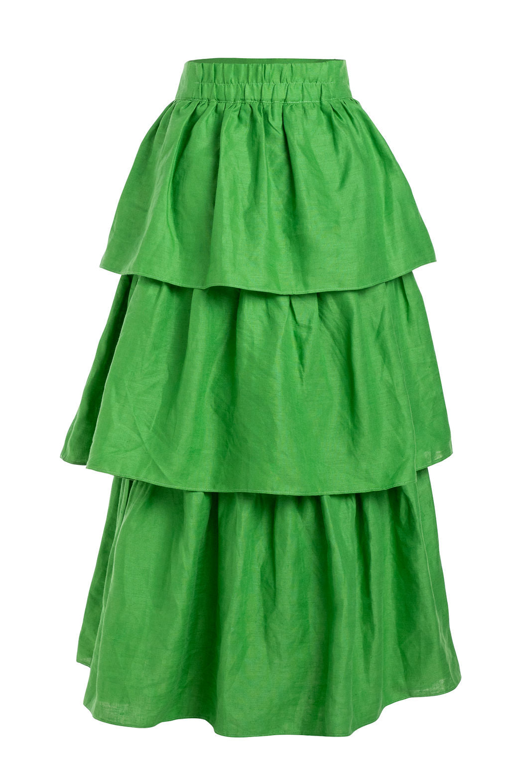 SAIA DE LINHO COM FOLHOS - VERDE