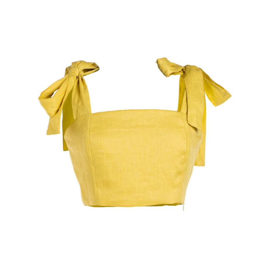 TOP CROPPED DE LINO - AMARILLO